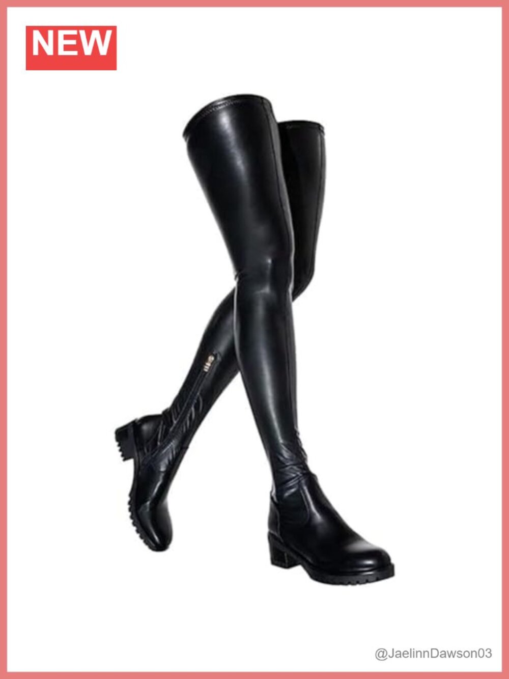 Womens Over The Knee High Boots Chunky Heel Faux Leather Stretch Thigh High